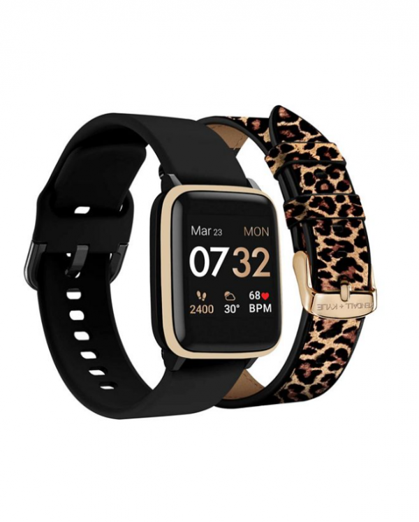 Jam digital dengan aksen motif leopard